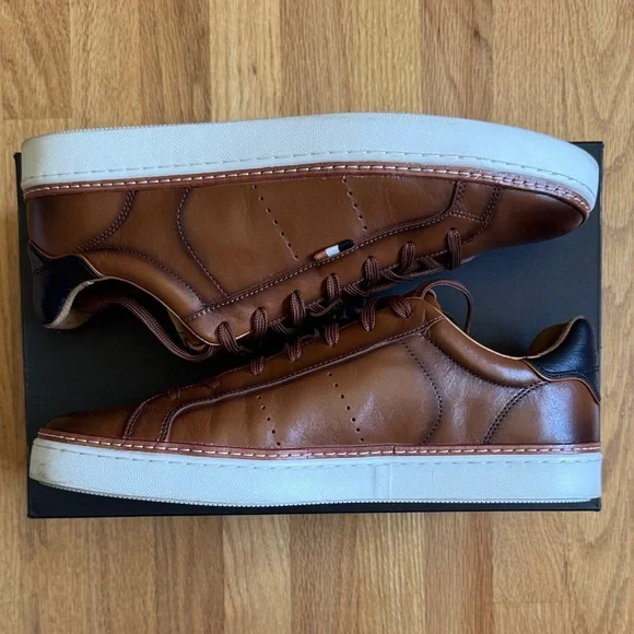Allen Edmonds Alpha Men's Brown Leather Sneakers - Picture 2 of 7